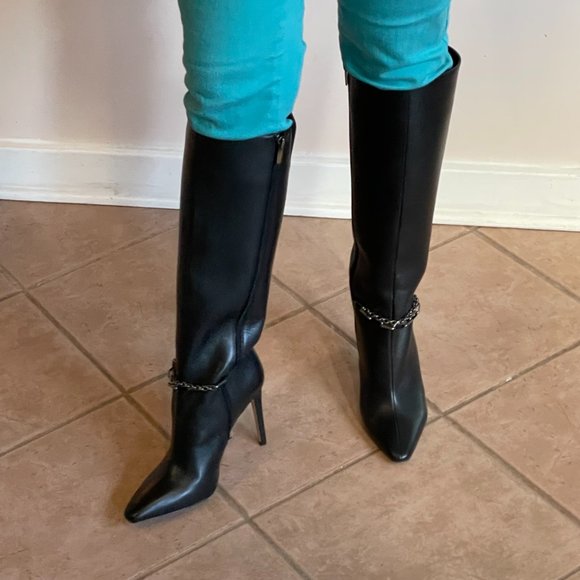 SOLD-Vince Camuto Black Felinda High Heeled Leather Boots - Picture 6 of 8